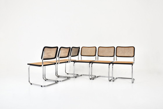 Image 1 of Eetkamerstoelen Stijl B32 van Marcel Breuer, set van 6