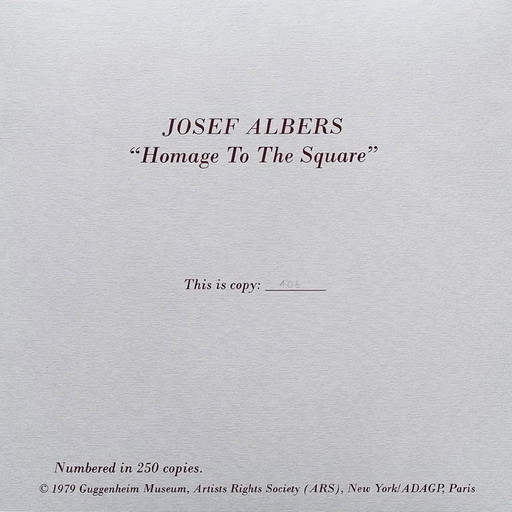 1970S Prachtige Josef Albers (naar) "Hommage aan het plein" Lithografie door Guggenheim Museum - New York