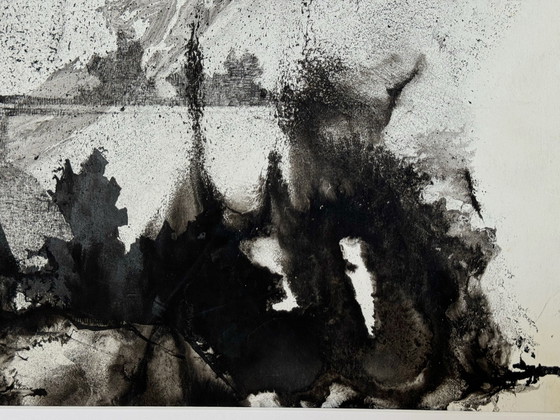 Image 1 of Obsidiaan landschap (inkt) groot formaat- Eugène Eechaut (1928-2019)