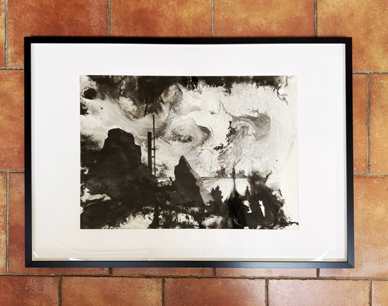 Image 1 of Obsidiaan landschap (inkt) groot formaat- Eugène Eechaut (1928-2019)