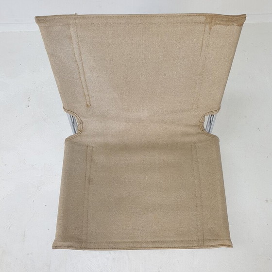 Image 1 of Paar vintage Italiaanse stoelen van canvas en verchroomd metaal, 1970