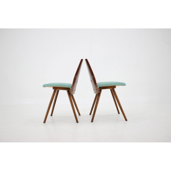Image 1 of Set van 4 vintage houten eetkamerstoelen van Frantisek Jirak, Tsjecho-Slowakije 1960