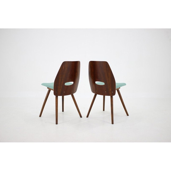 Image 1 of Set van 4 vintage houten eetkamerstoelen van Frantisek Jirak, Tsjecho-Slowakije 1960