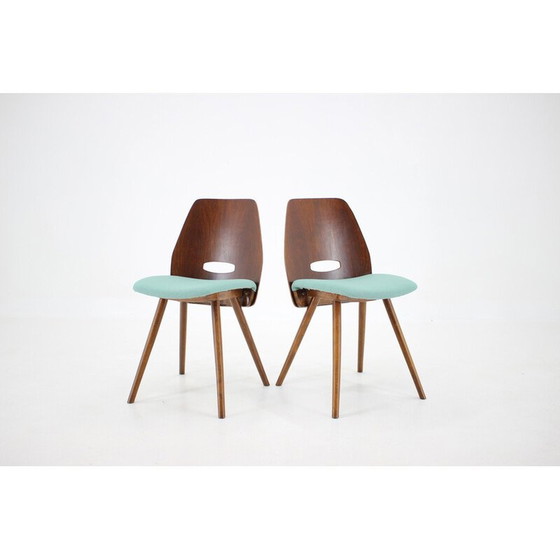 Image 1 of Set van 4 vintage houten eetkamerstoelen van Frantisek Jirak, Tsjecho-Slowakije 1960