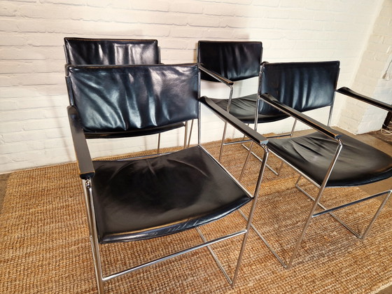 Image 1 of Set Van 4 Minimalistische Eetkamerstoelen, 1970S