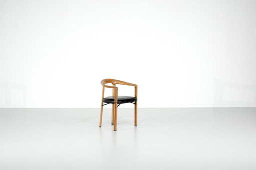 Houten fauteuil "Ulna" van Franco Poli voor Bernini, Italië 1986.