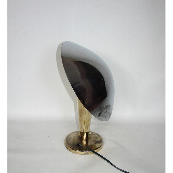 Image 1 of Vintage Art Deco paddestoel lamp in vernikkeld staal en messing, Tsjecho-Slowakije 1940