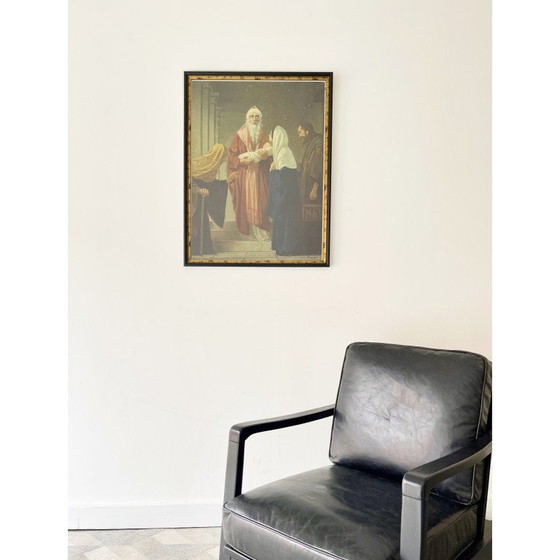 Image 1 of Vintage christelijke Duitse prent "Simeon de presentatie van Jezus", jaren 1930