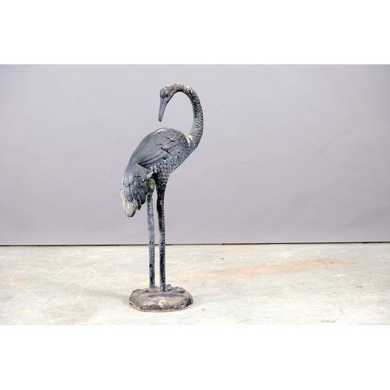 Image 1 of Vintage messing kraanvogel sculptuur, 1960