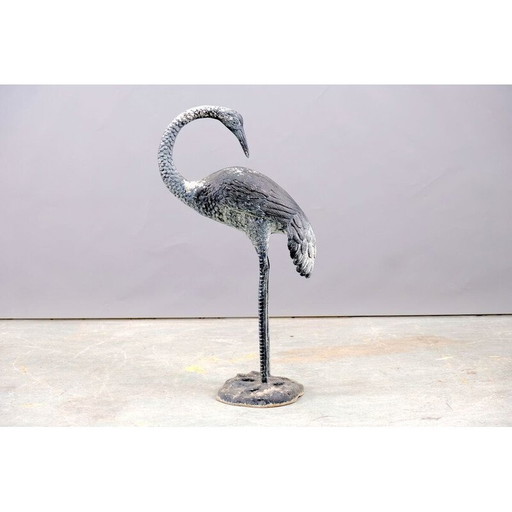 Vintage messing kraanvogel sculptuur, 1960