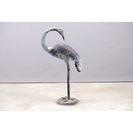 Image 1 of Vintage messing kraanvogel sculptuur, 1960