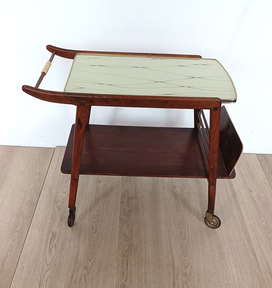 Image 1 of Vijftiger Jaren Serveerwagen Met Formica Bovenblad 