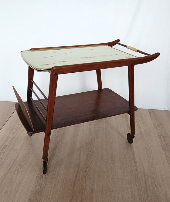 Image 1 of Vijftiger Jaren Serveerwagen Met Formica Bovenblad 