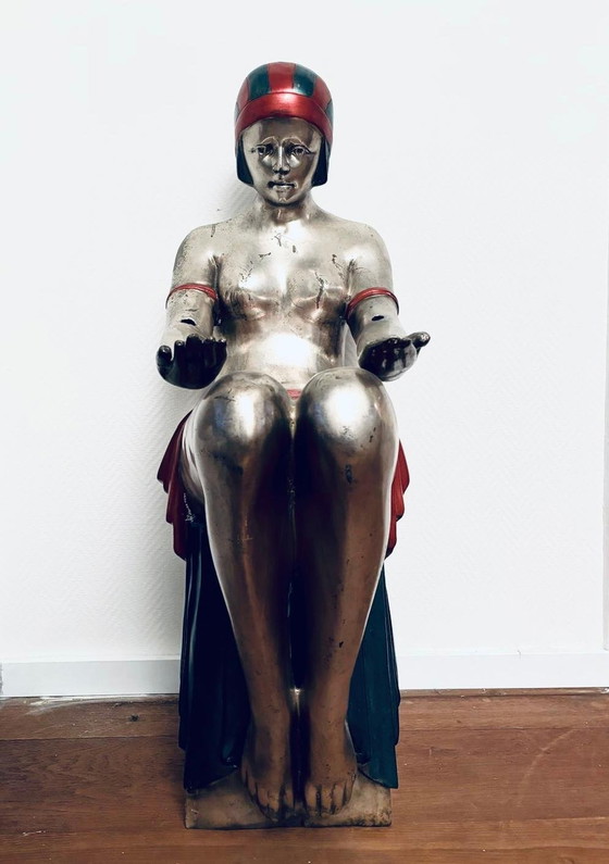 Image 1 of Art Deco Metalen Flapper Meisje