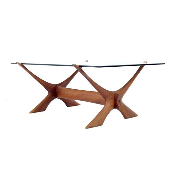 Image 1 of Vintage Condor salontafel in walnoot en glas van Frederik Schriever-Abeln voor Orebro Glass, Zweden 1960