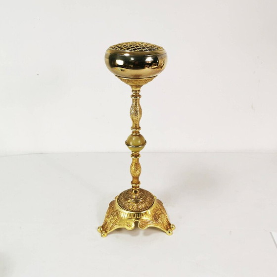 Image 1 of Vintage vloerasbak in gegoten messing, België 1960