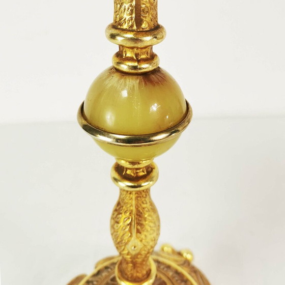 Image 1 of Vintage vloerasbak in gegoten messing, België 1960