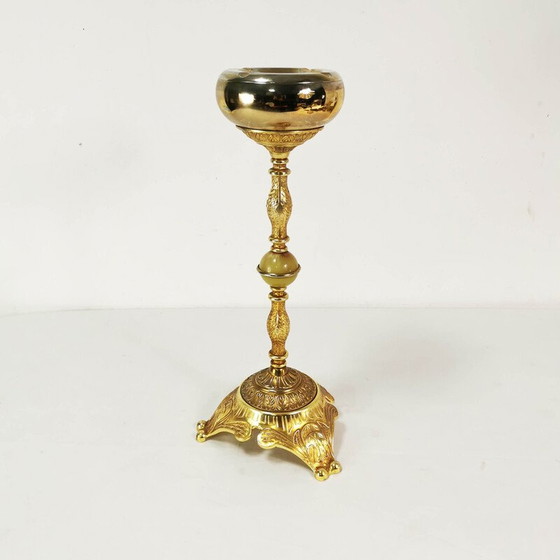 Image 1 of Vintage vloerasbak in gegoten messing, België 1960