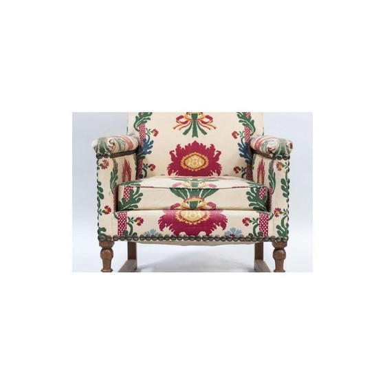 Image 1 of Set van 4 vintage fauteuils in linnen stof, Frankrijk