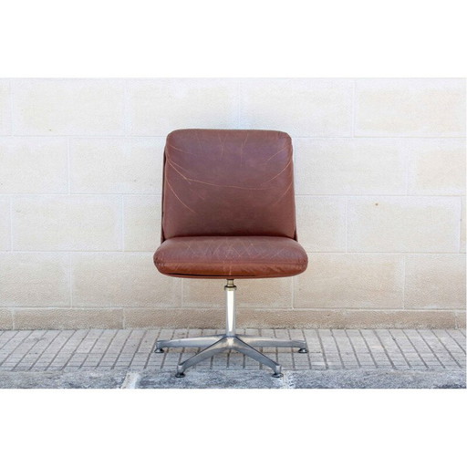 Vintage bruin leren fauteuil 1960