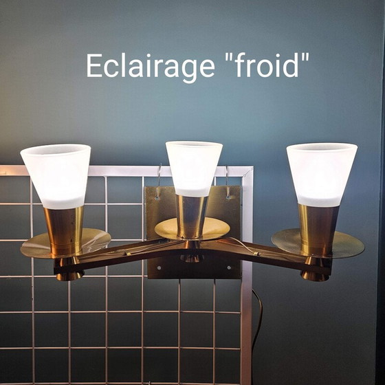 Image 1 of Paar vintage bronzen en messing wandlampen voor Maison Cheret, 1960