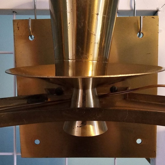 Image 1 of Paar vintage bronzen en messing wandlampen voor Maison Cheret, 1960