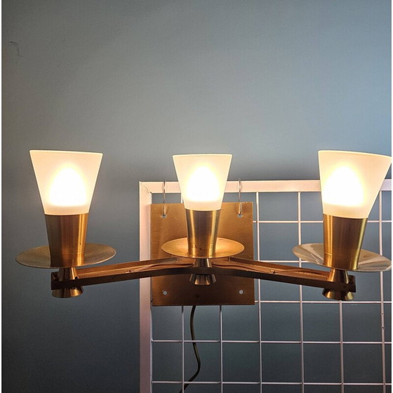 Image 1 of Paar vintage bronzen en messing wandlampen voor Maison Cheret, 1960