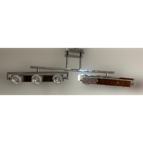 Image 1 of Vintage hanglamp van kristal en verchroomd metaal, jaren 1990