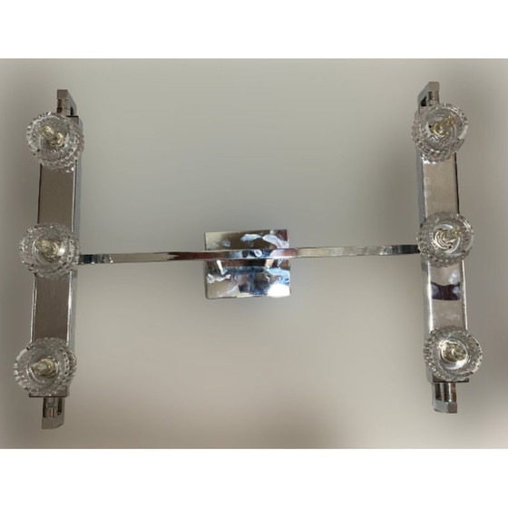 Image 1 of Vintage hanglamp van kristal en verchroomd metaal, jaren 1990