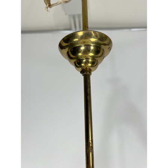 Image 1 of Vintage gebogen kroonluchter van glas en messing, Italië 1950