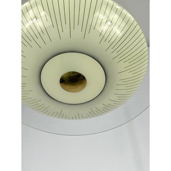 Image 1 of Vintage gebogen kroonluchter van glas en messing, Italië 1950