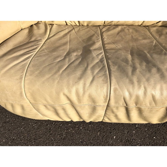 Image 1 of Vintage 2-zits leren bank "Brigantin" door Michel Ducaroy voor Ligne Roset, 1970