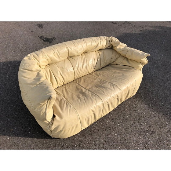 Image 1 of Vintage 2-zits leren bank "Brigantin" door Michel Ducaroy voor Ligne Roset, 1970