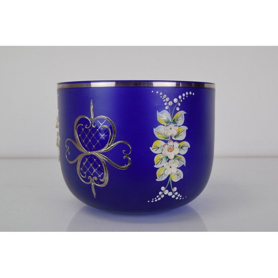 Image 1 of Vintage glazen kom uit Novoborske Sklo, Tsjecho-Slowakije 1960