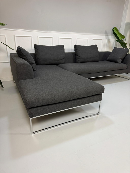 Cor Mell Lounge Designer Sofa Bank Grijs Stof