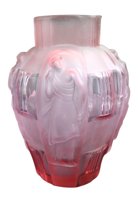 Image 1 of Rene Lalique Art Deco Vaas 4 Dansers