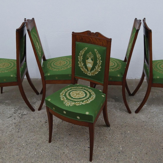 Image 1 of Vijf antieke Empire mahonie stoelen