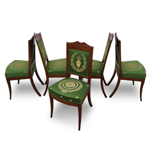 Vijf antieke Empire mahonie stoelen