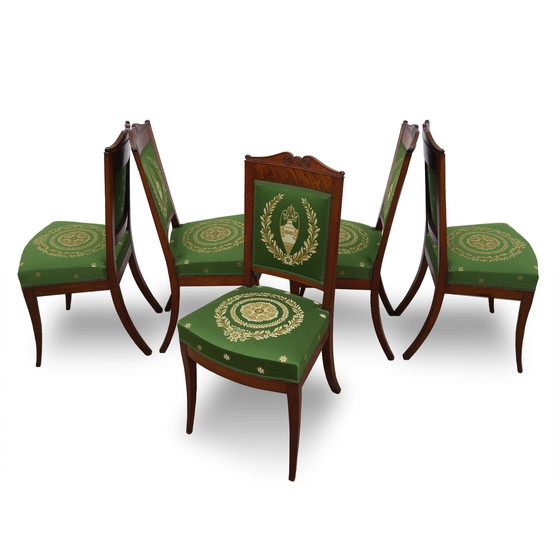 Image 1 of Vijf antieke Empire mahonie stoelen