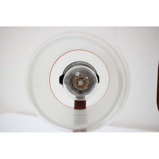 Paar vintage houten en glazen tafellampen van Dřevo Humpolec, Tsjecho-Slowakije 1940