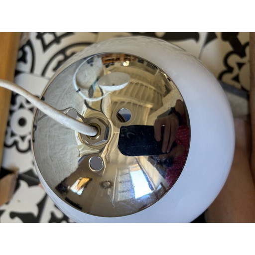 Vintage Space Age opaline lamp met ijzeren voet, 1970