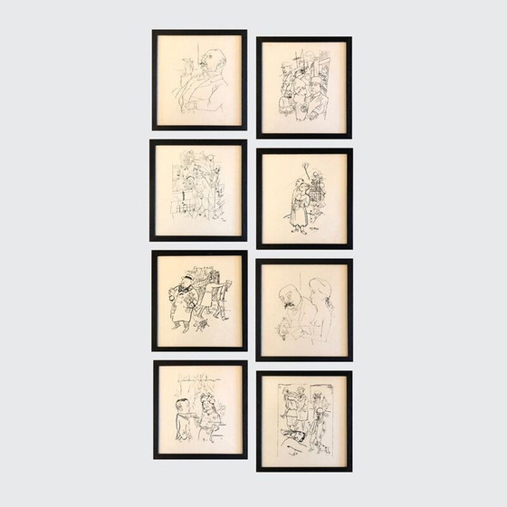 Image 1 of Set van 8 vintage prenten van George Grosz, Italië 1945