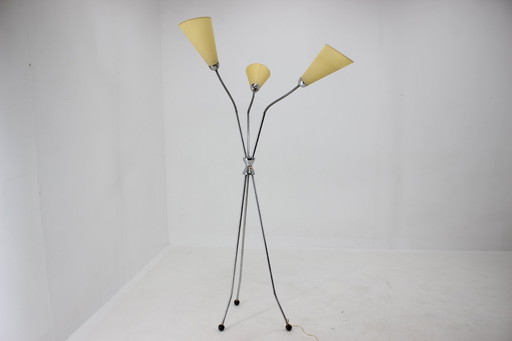 Verchroomde vloerlamp 1960S, Tsjecho-Slowakije