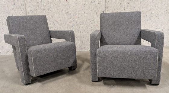 Image 1 of  Cassina Fauteuil 637 Utrecht (Nieuw-Nooit Gebruikt) In Grijze Wol