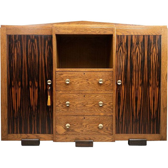 Image 1 of Vintage Art Deco eiken en coromandel dressoir van de Amsterdamse school, Nederland 1910
