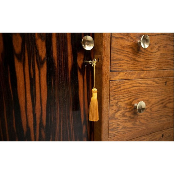 Image 1 of Vintage Art Deco eiken en coromandel dressoir van de Amsterdamse school, Nederland 1910