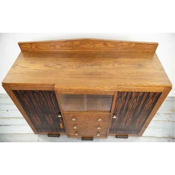 Image 1 of Vintage Art Deco eiken en coromandel dressoir van de Amsterdamse school, Nederland 1910