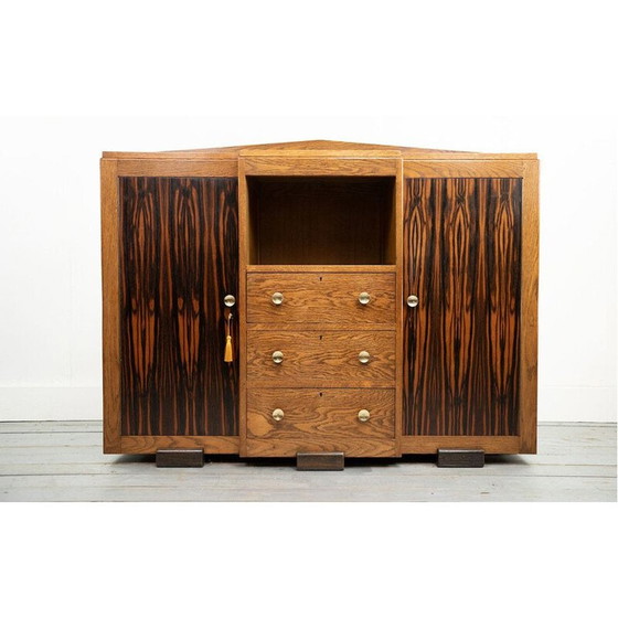 Image 1 of Vintage Art Deco eiken en coromandel dressoir van de Amsterdamse school, Nederland 1910