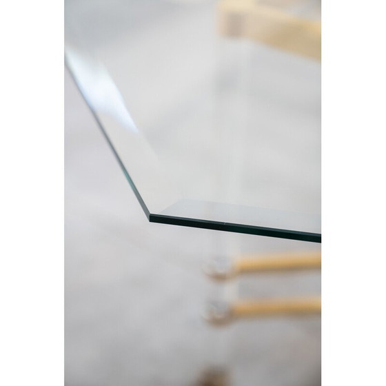 Image 1 of Vintage zeshoekige tafel van glas en messing door Sandro Petti voor Angolometallarte, Italië 1970