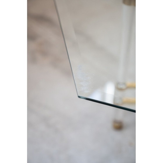 Image 1 of Vintage zeshoekige tafel van glas en messing door Sandro Petti voor Angolometallarte, Italië 1970